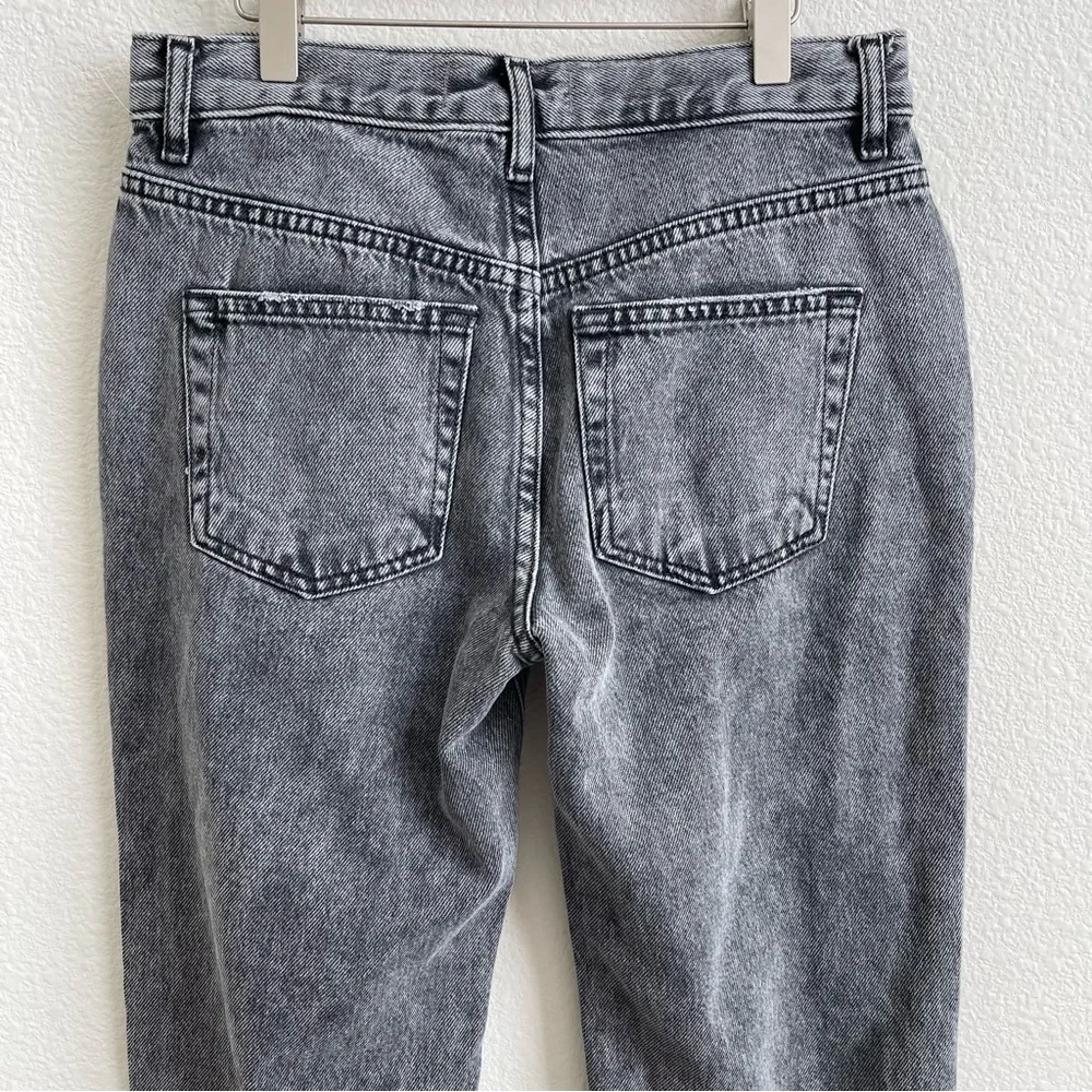 FREE PEOPLE Bottlerocket Grey Maggie Mid Rise Distressed Edgy Straight Leg Jeans - Picture 10 of 13